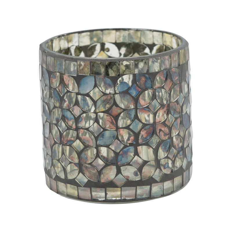 FINAL SALE Mosaic Mercury Glass Votive Holder