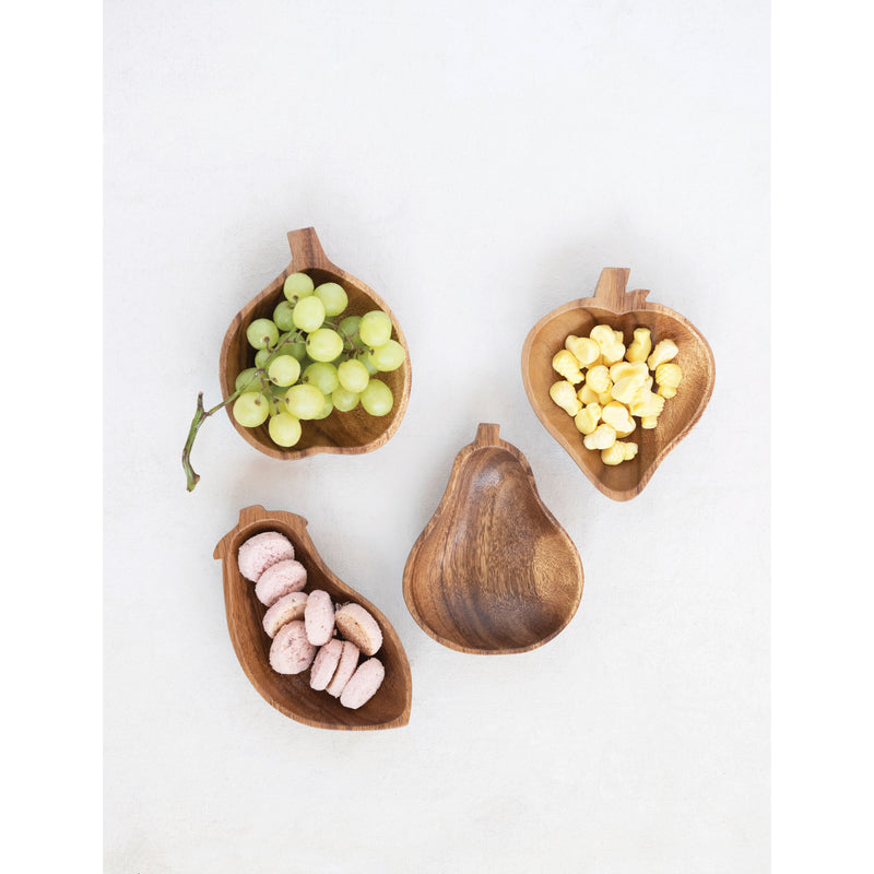 FINAL SALE Hand-Carved Acacia Wood Fruit/Vegetable Shaped Bowl, 4 Styles