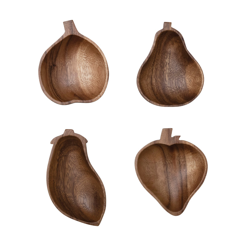 FINAL SALE Hand-Carved Acacia Wood Fruit/Vegetable Shaped Bowl, 4 Styles