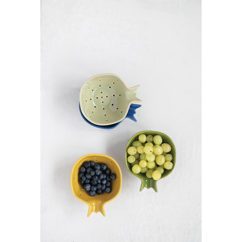 FINAL SALE Stoneware Blueberry Bowl with Handle, 4 Colors