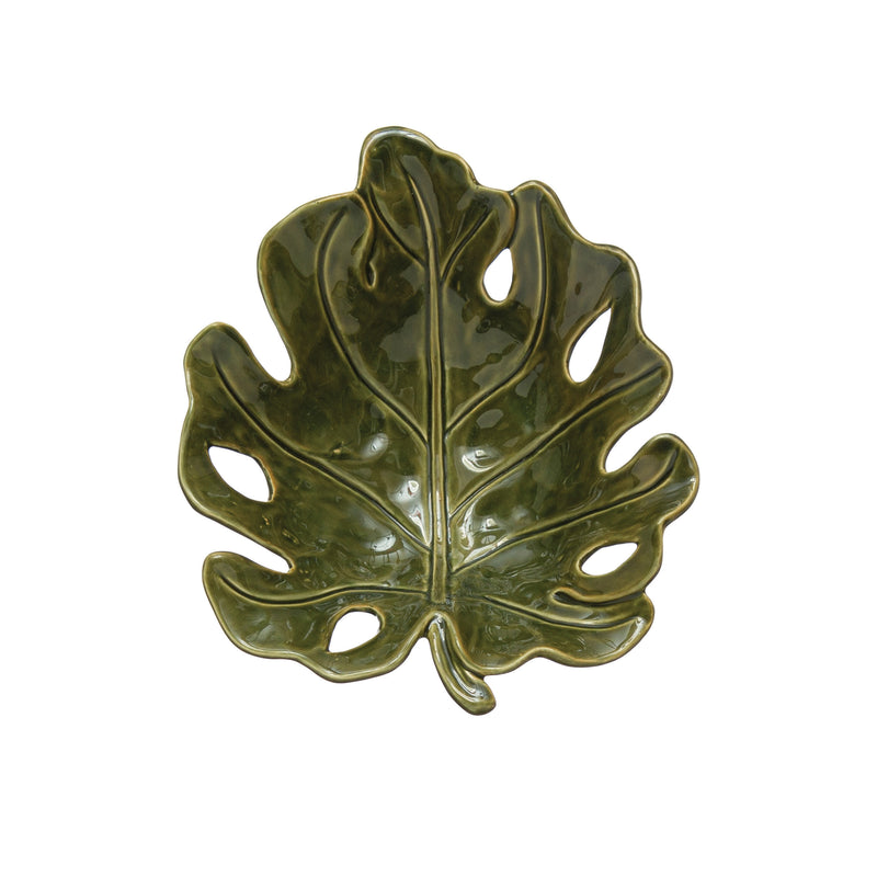 Stoneware Leaf Shaped Bowl - Reactive Glaze