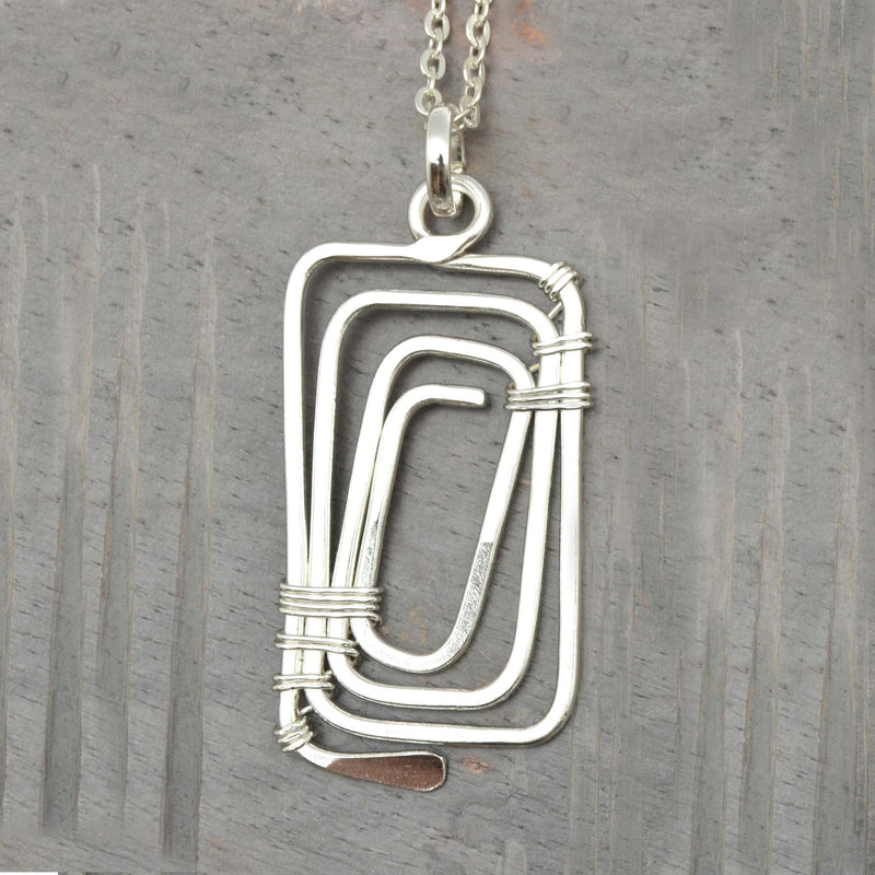 Anju Silver Plated Rectangular Spiral Necklace