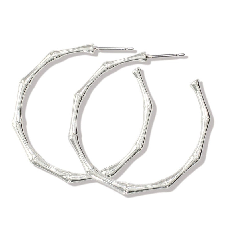 Periwinkle Earrings - Warm Silver Bamboo Hoops