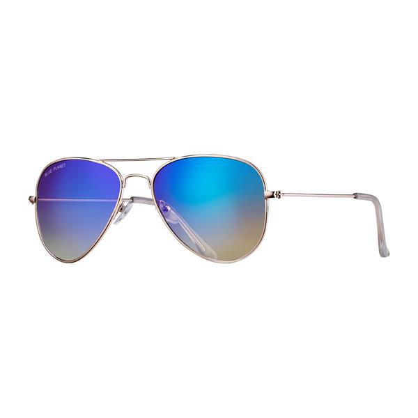 Blue Planet - Wright II - GOLD + GRADIENT BLUE MIRRORED POLARIZED LENS