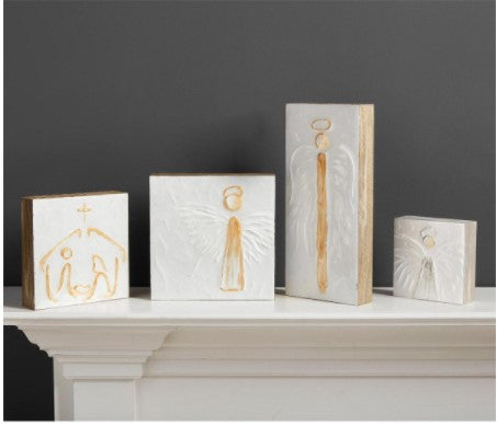 FINAL SALE Mud Pie Tall Angel Gold Block Plaque