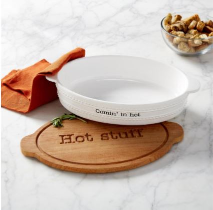 FINAL SALE Mud Pie Baker and Trivet Set