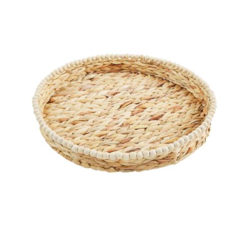 FINAL SALE Mud Pie Hyacinth Beaded Trays - 2 Sizes