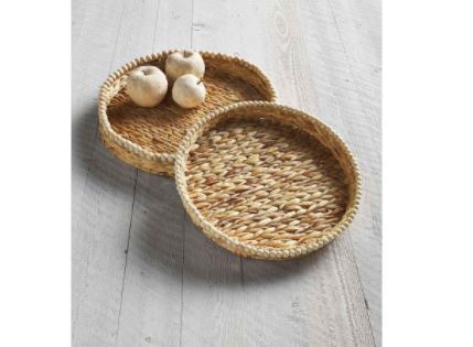 FINAL SALE Mud Pie Hyacinth Beaded Trays - 2 Sizes