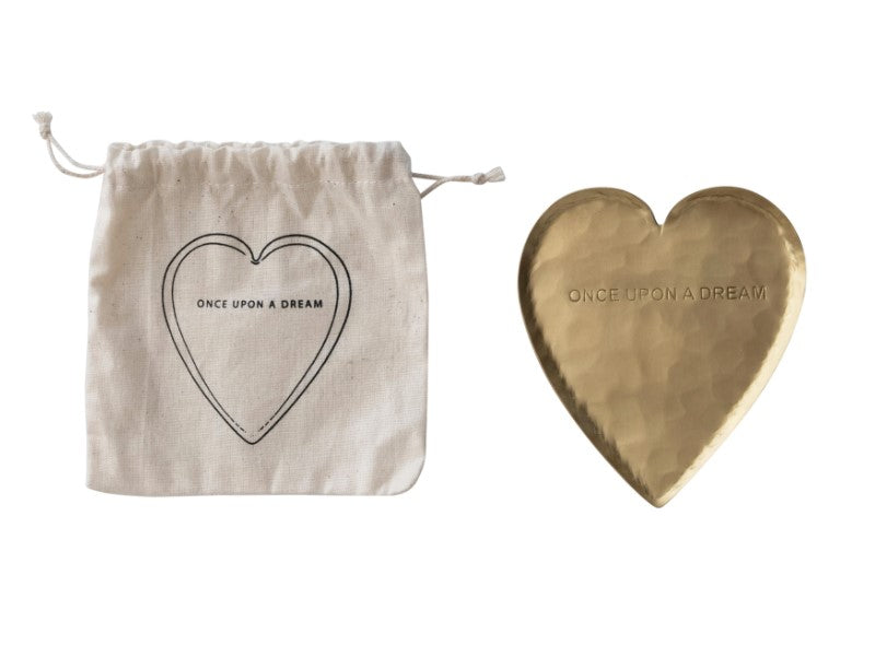 FINAL SALE Decorative Hammered Brass Heart Shaped Dish