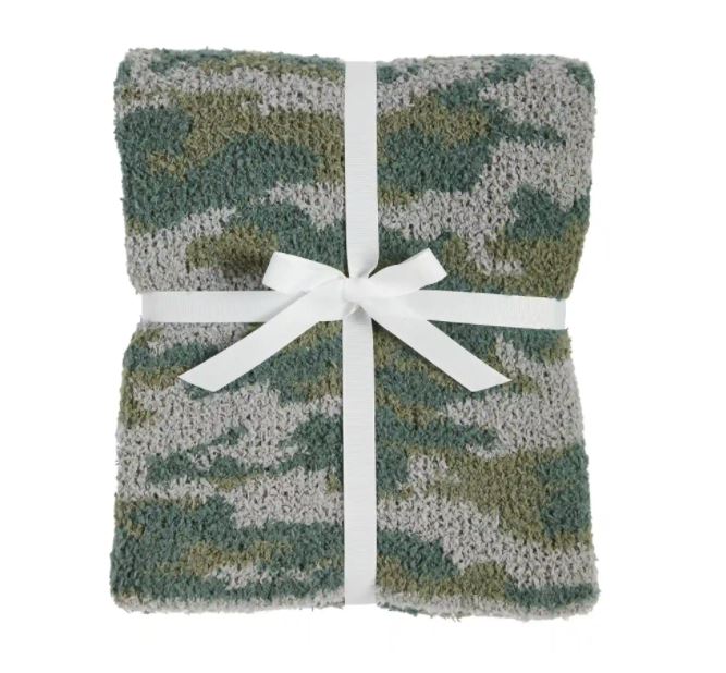 FINAL SALE Mud Pie Chenille Camo Blanket