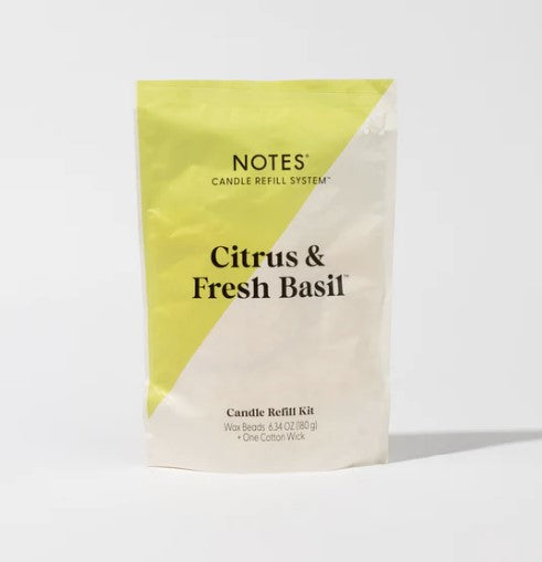 Notes - Citrus And Fresh Basil Candle Refill Kit