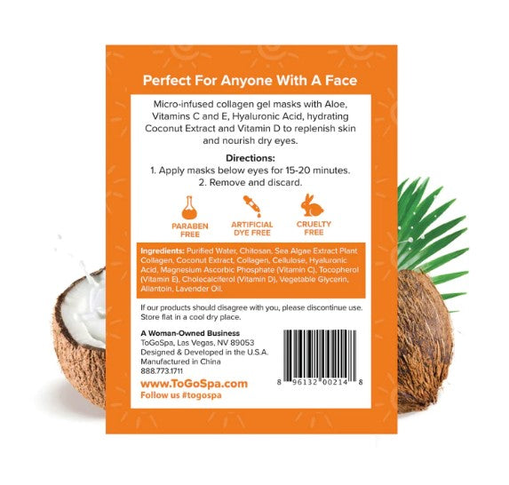EYES- Under Eye Masks- Coconut & Vitamin D 3 Pack