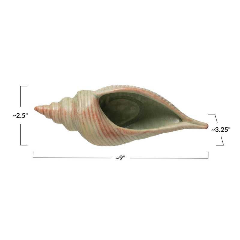 Stoneware Shell Container with Glaze