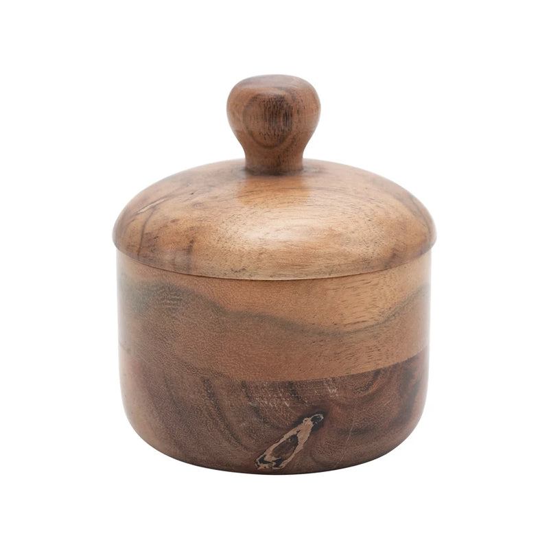 FINAL SALE Acacia Wood Jar with Lid