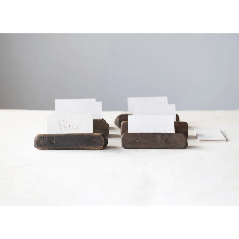 FINAL SALE Reclaimed Wood Place Card Holder with 12 Cards, Boxed Set