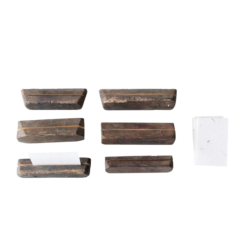 FINAL SALE Reclaimed Wood Place Card Holder with 12 Cards, Boxed Set