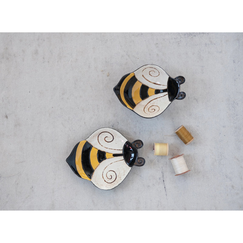 FINAL SALE Handpainted Stoneware Bee Bowl