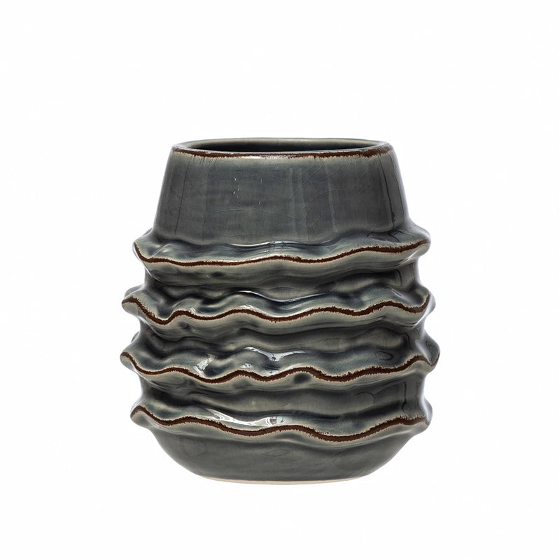FINAL SALE Stoneware Ruffled Planter
