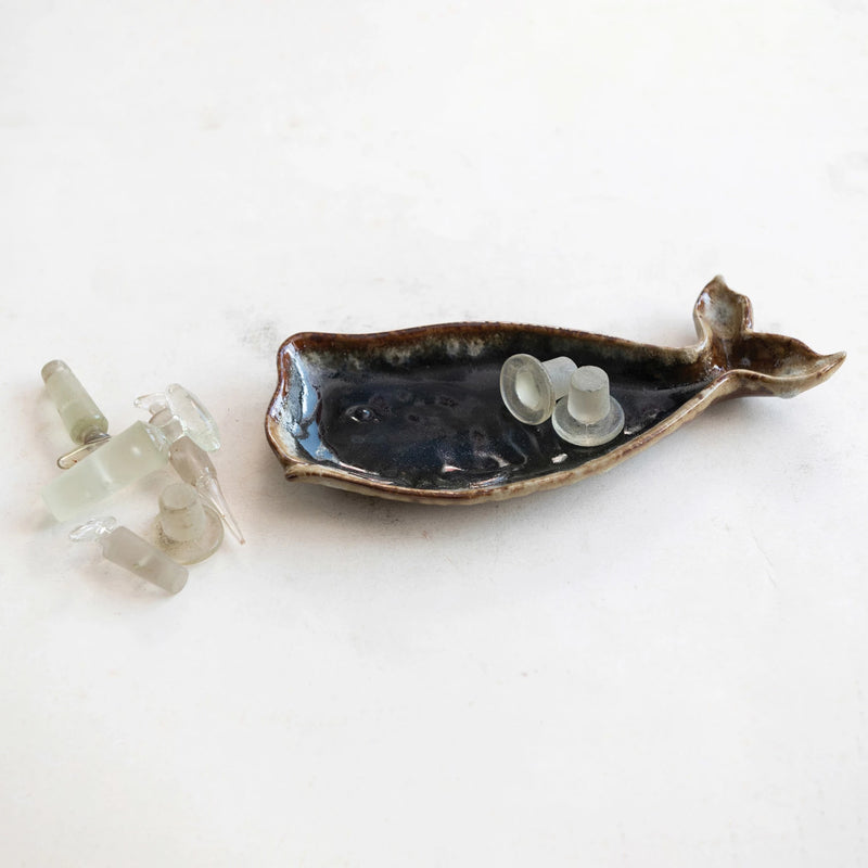 FINAL SALE Stoneware Whale Shaped Dish (Each One Will Vary)