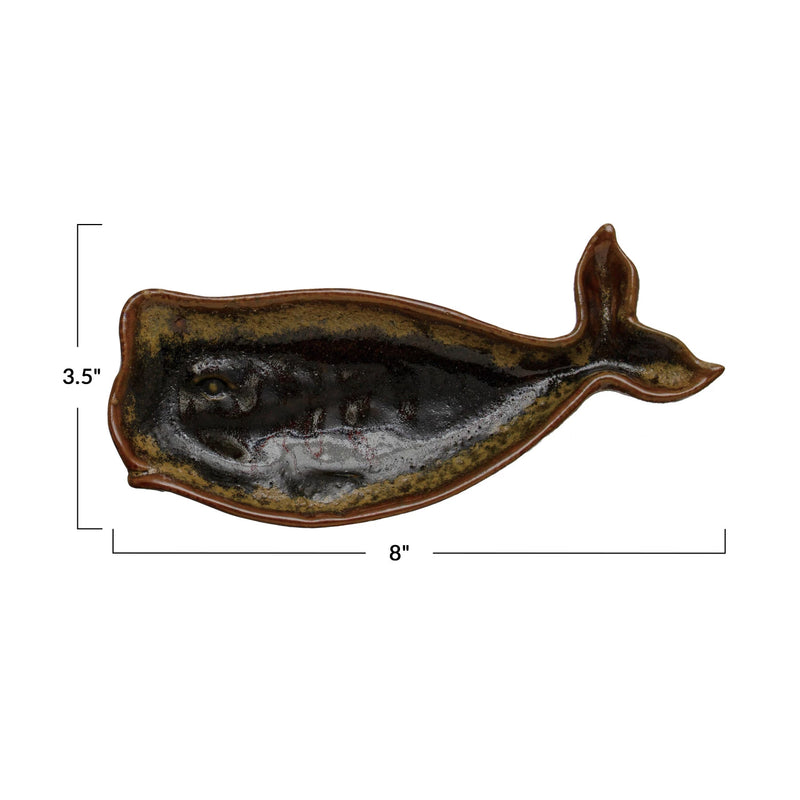FINAL SALE Stoneware Whale Shaped Dish (Each One Will Vary)
