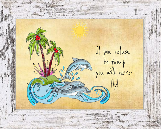 Tropical Art Chick - Dolphin Framed Art - 2 Sizes