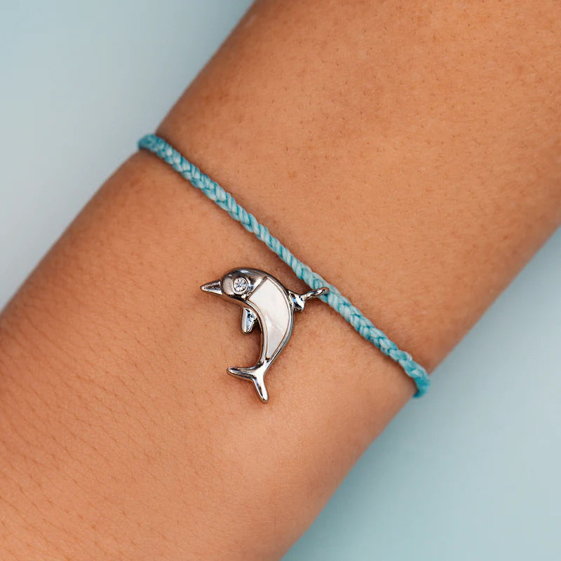 Pura Vida Mother Of Pearl Dolphin Charm Bracelet - Silver