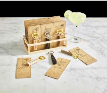 FINAL SALE Mud Pie Bottle Opener with Drink Recipe Cards