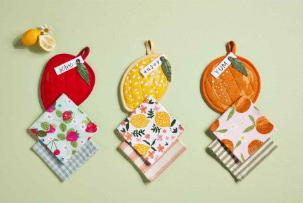 FINAL SALE Mud Pie Fruit Pot Holder And Towel Set- 3 Styles