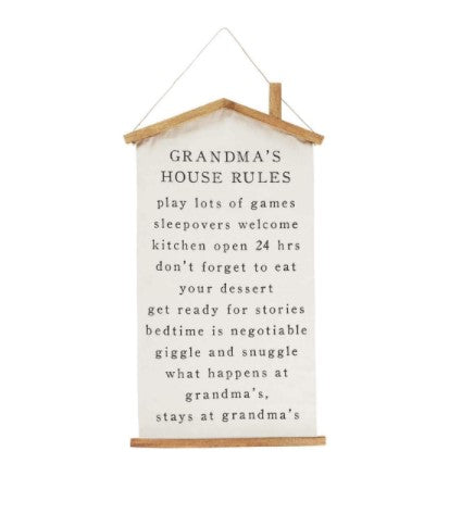 FINAL SALE Mud Pie Grandma House Rules Hanger