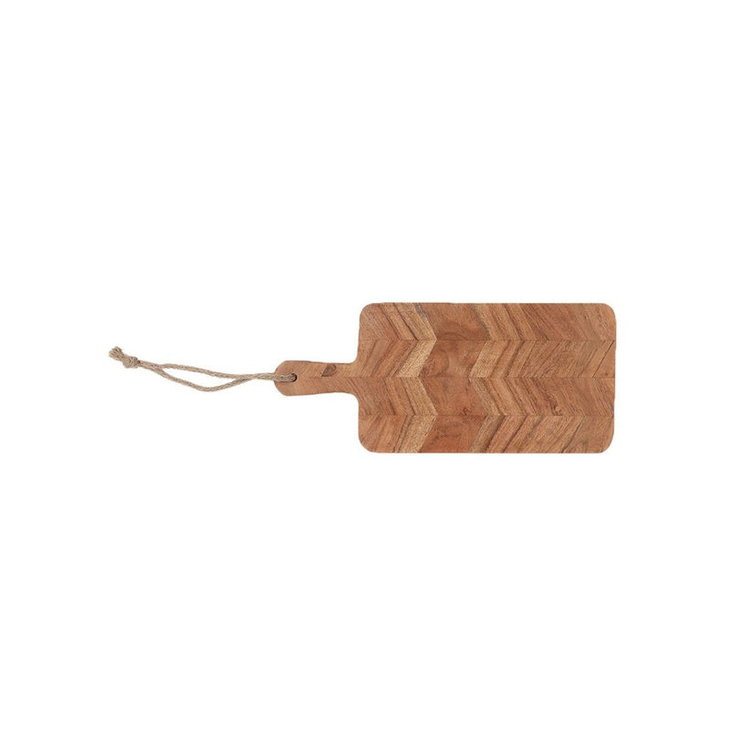 FINAL SALE Herringbone Acacia Wood Serving Board With Handle