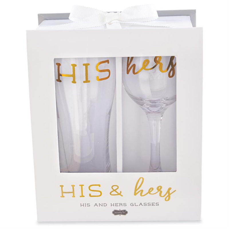 FINAL SALE Mud Pie His And Hers Glasses