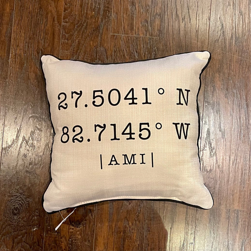 FINAL SALE ypewriter Coordinates Pillow with Piping - Anna Maria Island
