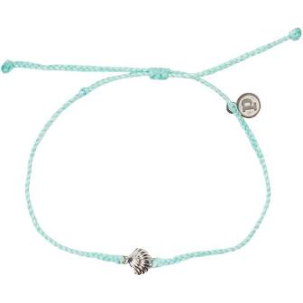 Pura Vida Scallop Charm Silver Anklet - Seafoam