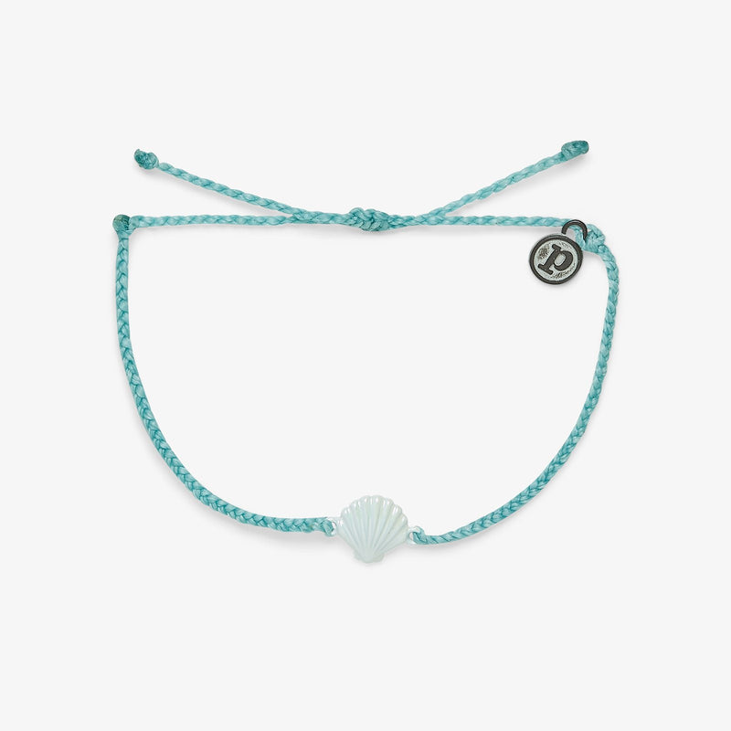 Pura Vida Iridescent Blue Shell Charm Bracelet - White Cord