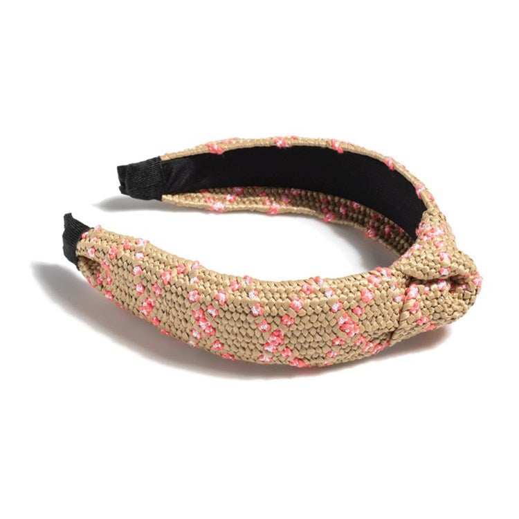 FINAL SALE Shiraleah Knotted Straw Headband Pink