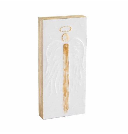 FINAL SALE Mud Pie Tall Angel Gold Block Plaque