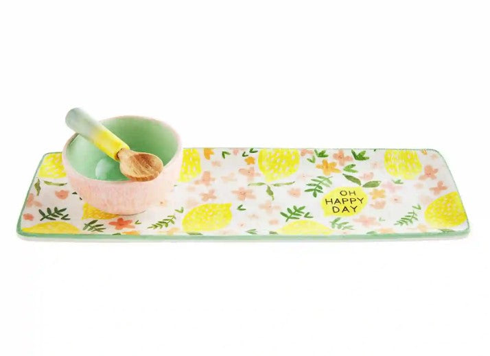 FINAL SALE Mud Pie Lemon Dip And Tray Boxed Set