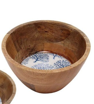 FINAL SALE Mango Wood Decal Bowl - 3 sizes
