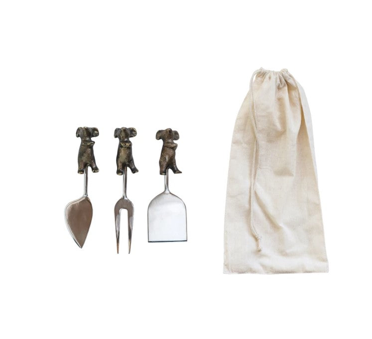 FINAL SALE Mice Cheese Servers- Set of 3 in Drawstring Bag
