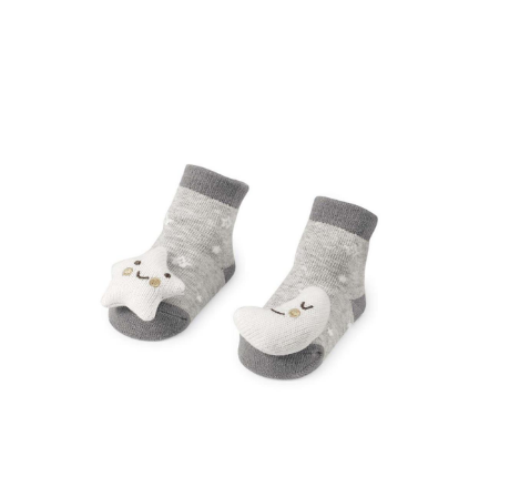 Mud Pie Gray Moon And Star Rattle Socks