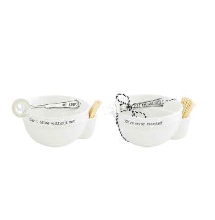 FINAL SALE Mud Pie Olive Pit Bowl Sets - 2 Styles
