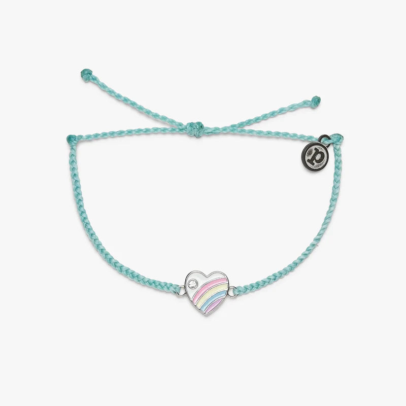 Pura Vida Pastel Vintage Heart Charm Bracelet - Seafoam / Silver