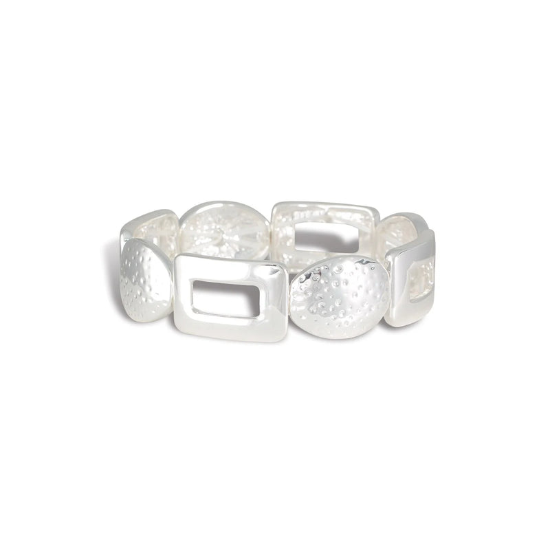 Periwinkle Bracelet - Silver Hammered Geo