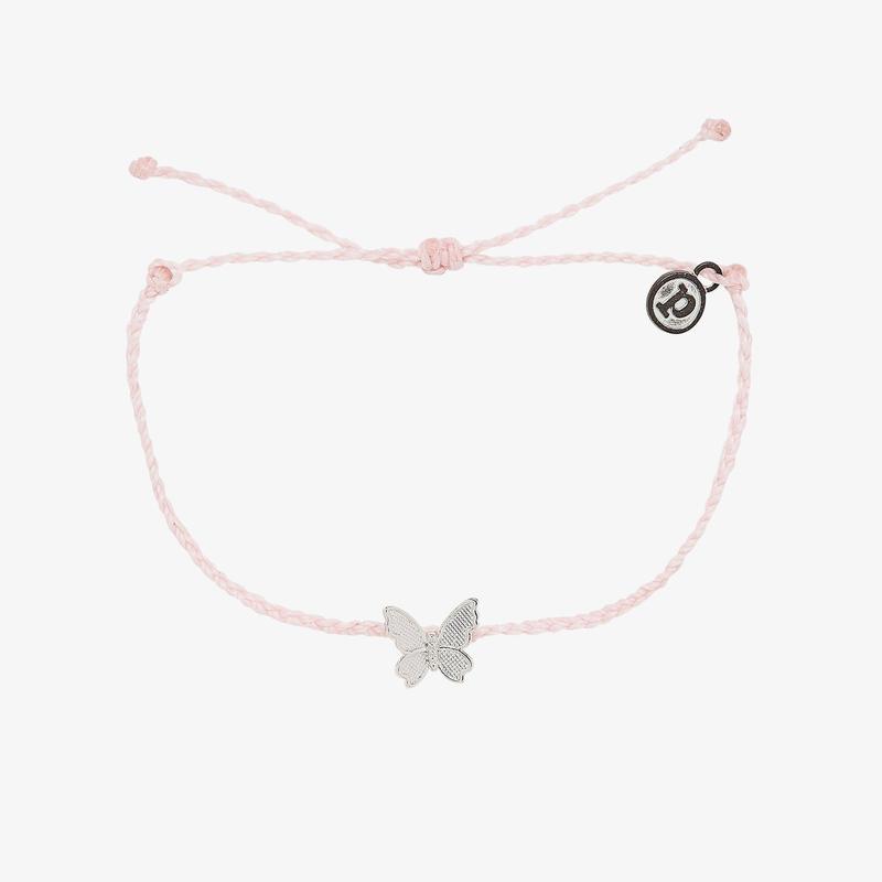 Pura Vida Butterfly in Flight Charm Bracelet - Pink