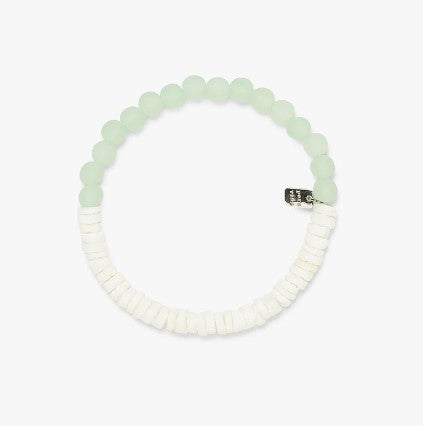 Pura Vida Puka Shell And Frosted Bead Bracelet - Mint