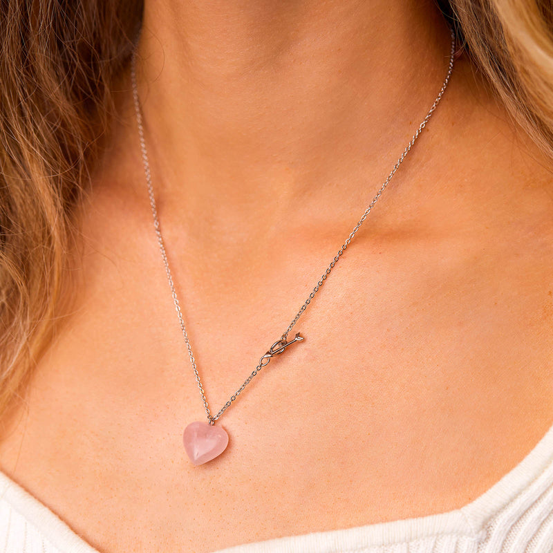 Pura Vida Stone Heart Toggle Necklace - Silver
