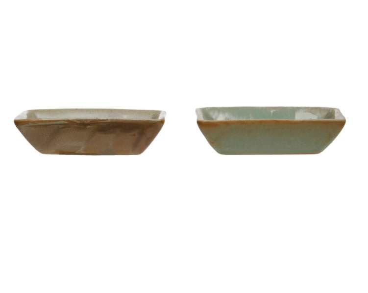 FINAL SALE 4"L x 3"W Stoneware Dish, Opal Reactive Glaze