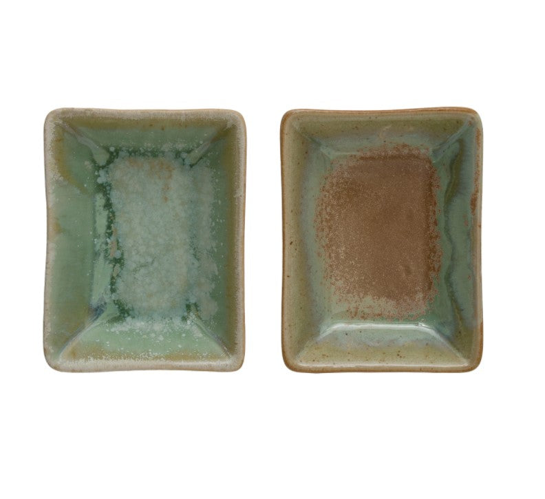 FINAL SALE 4"L x 3"W Stoneware Dish, Opal Reactive Glaze