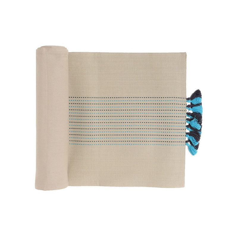 FINAL SALE Striped Cotton Brown Table Runner
