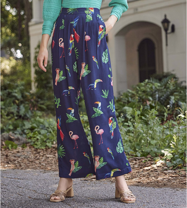 FINAL SALE Hatley Wide Leg Tropical Bird Pants
